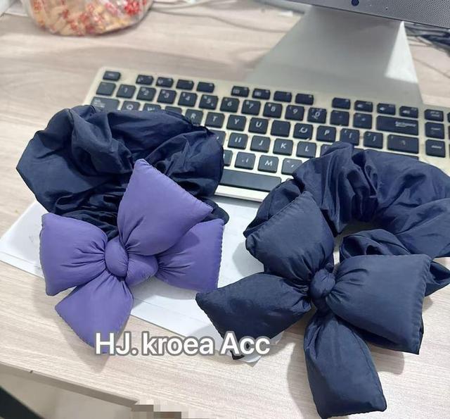 Plain Bow Padded Fabric Scrunchie Product Image