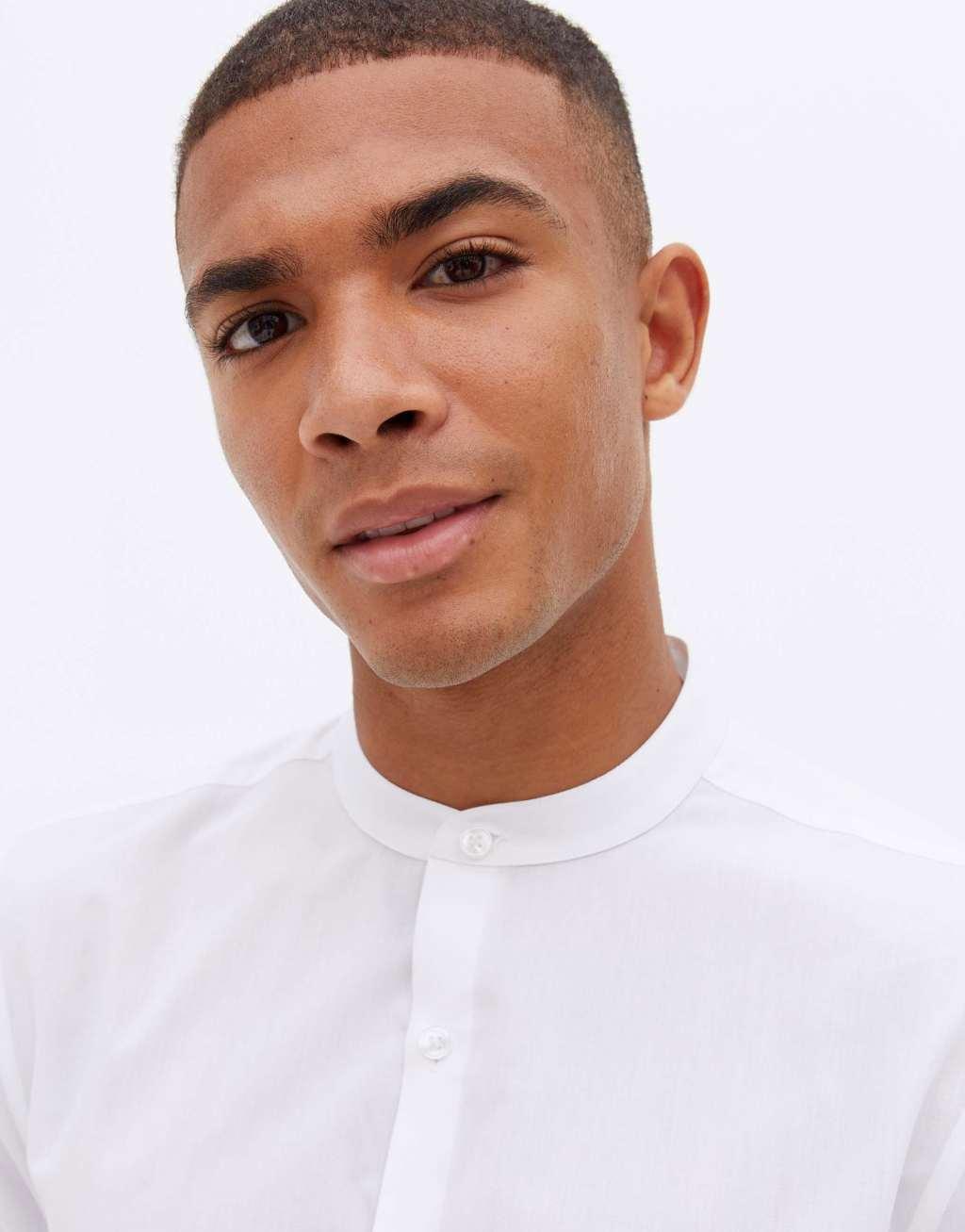 New Look long sleeve grandad shirt in white Product Image