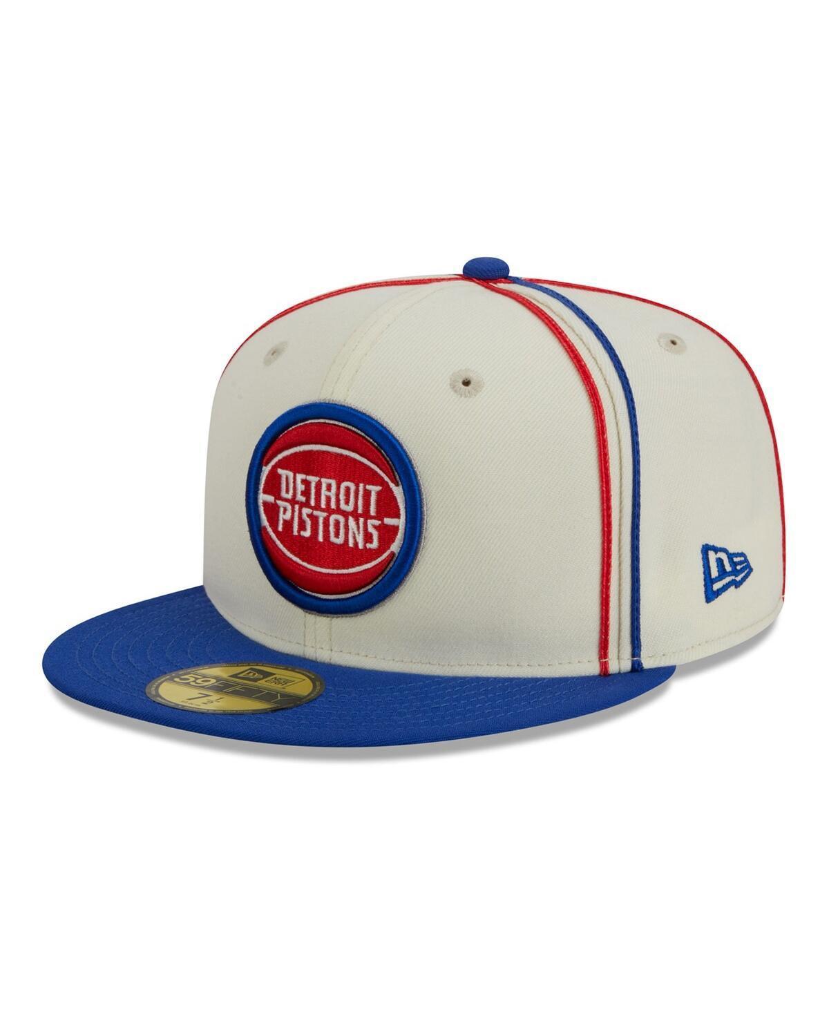 Mens New Era Cream Detroit Pistons Piping 2-Tone 59FIFTY Fitted Hat - Cream Product Image