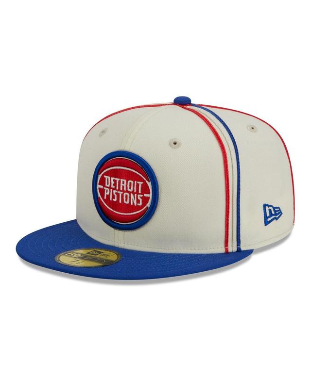 Mens New Era Cream Detroit Pistons Piping 2-Tone 59FIFTY Fitted Hat - Cream Product Image