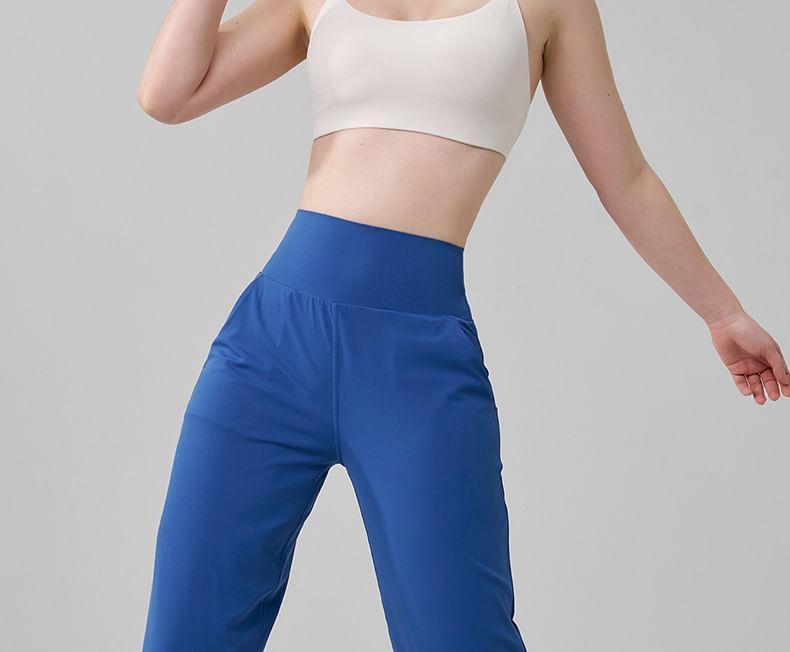 High Waist Plain Loose Fit Yoga Pants Product Image