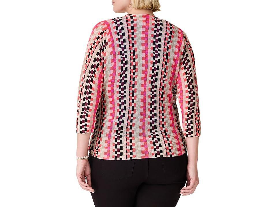 NIC+ZOE Plus Pixel Sunset 4-Way Cardigan Multi) Women's Sweater Product Image