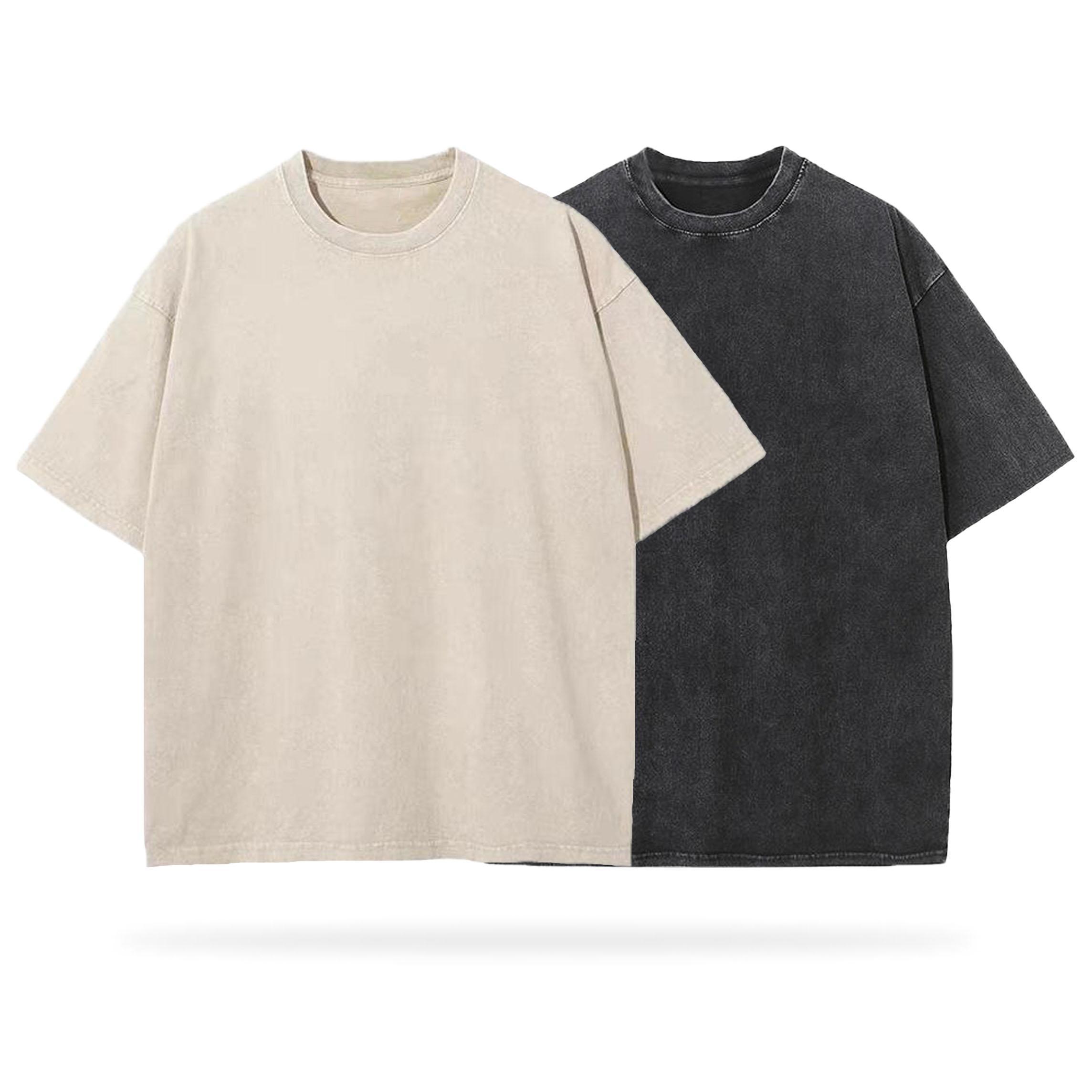 Sopula Essentials Men's Washed Blank Tees 2-Pack (Beige, Black) Product Image