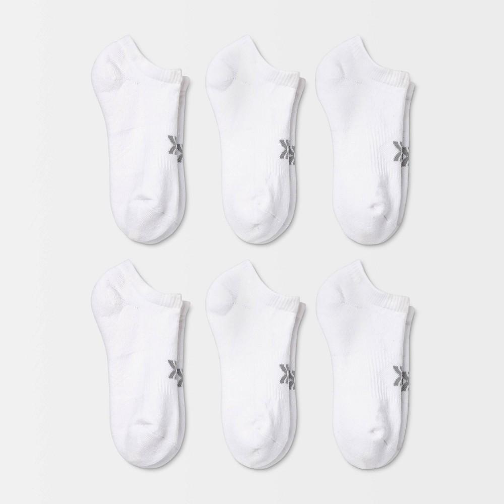 Womens Extended Size Cushioned 6pk No Show Athletic Socks - All In Motion White 8-12 Product Image