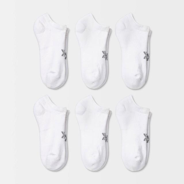 Womens Extended Size Cushioned 6pk No Show Athletic Socks - All In Motion White 8-12 Product Image