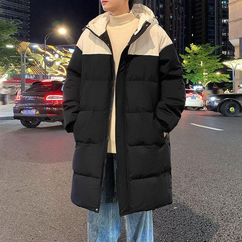 Hooded Plain Zip Long Puffer Coat Product Image