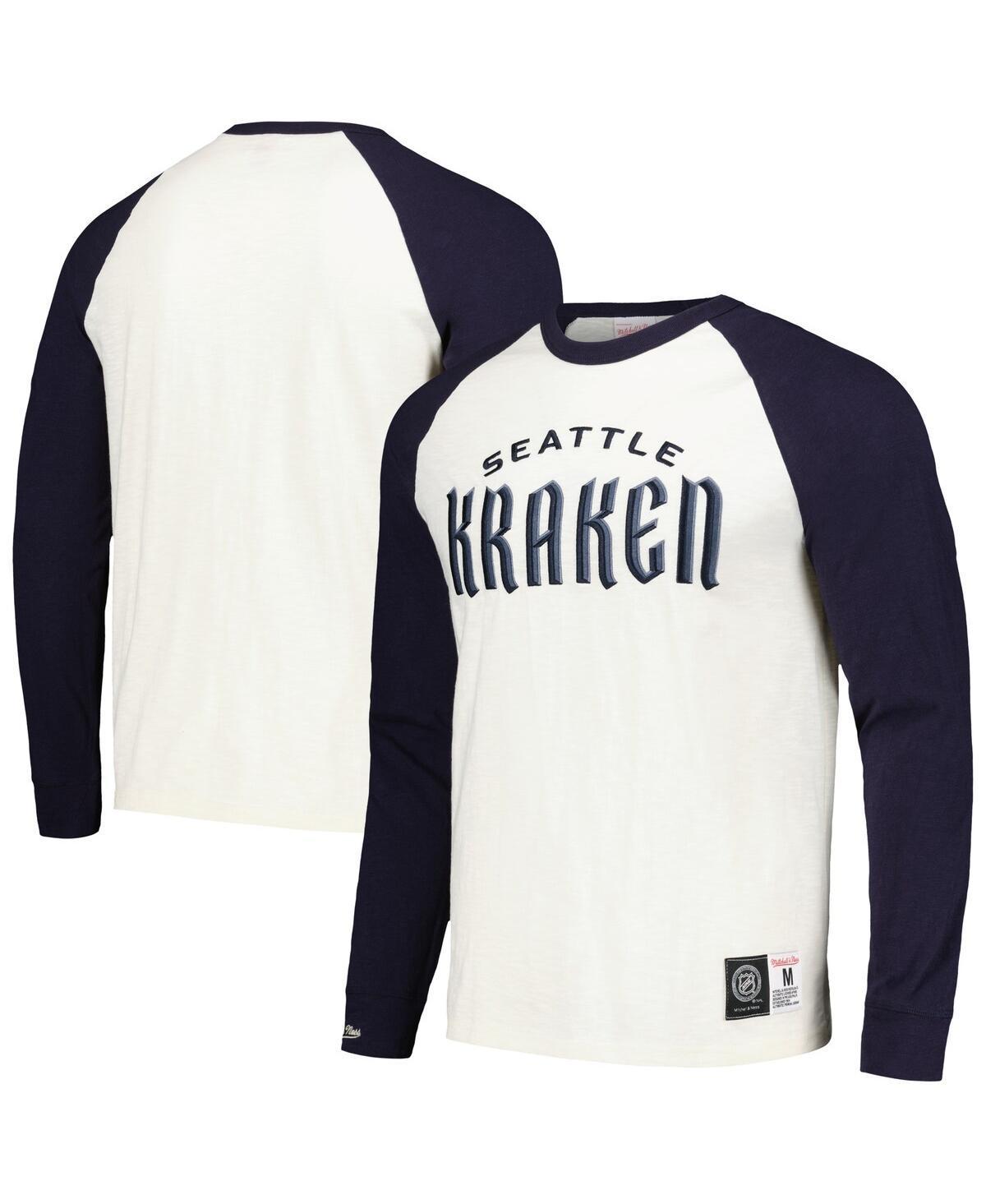 Mens Mitchell & Ness Cream Seattle Kraken Legendary Slub Vintage-Like Raglan Long Sleeve T-shirt Product Image