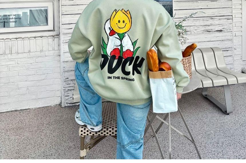 Duck Print Loose-Fit Sweatshirt Product Image