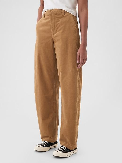 High Rise Corduroy Tapered Ankle Trousers Product Image