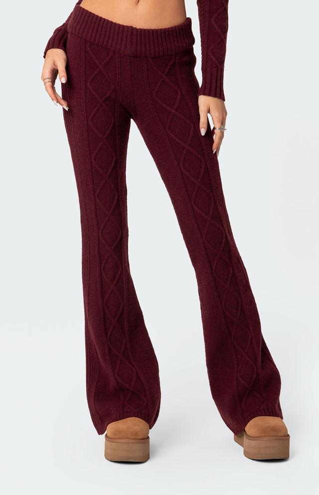 Edikted Women's Ray Cable Knit Flared Pants Product Image