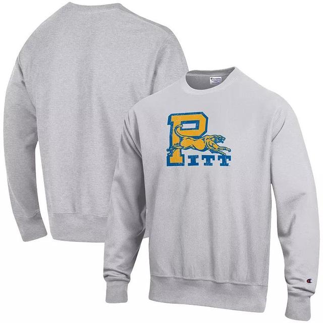 Mens Champion Heathered Gray Pitt Panthers Vault Logo Reverse Weave Pullover Sweatshirt Product Image