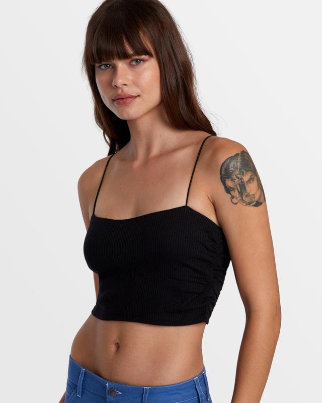 Lexi Wide Rib Fitted Tank Top - Rvca Black Product Image