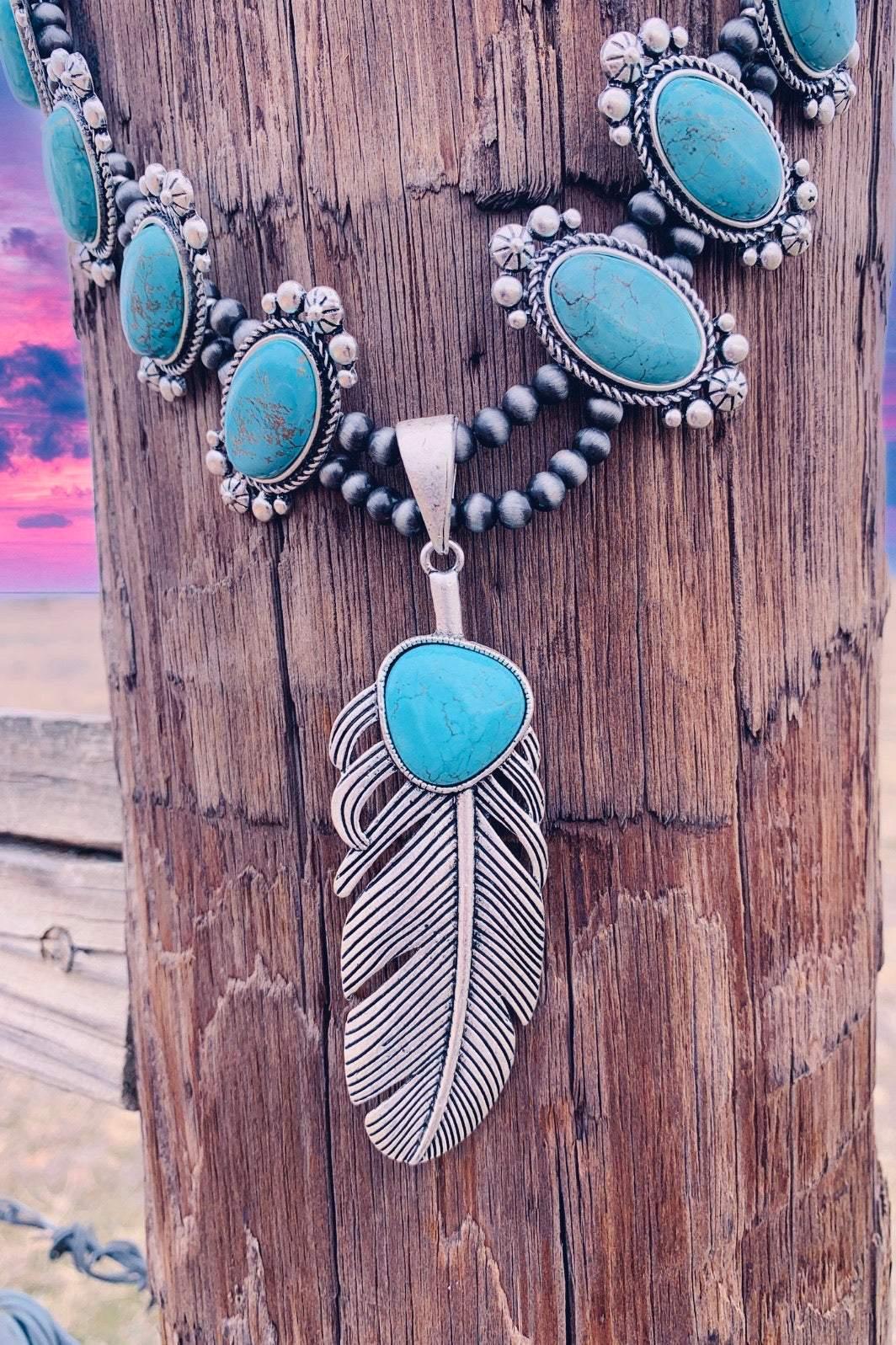 Turquoise Tanager Feather Necklace Product Image