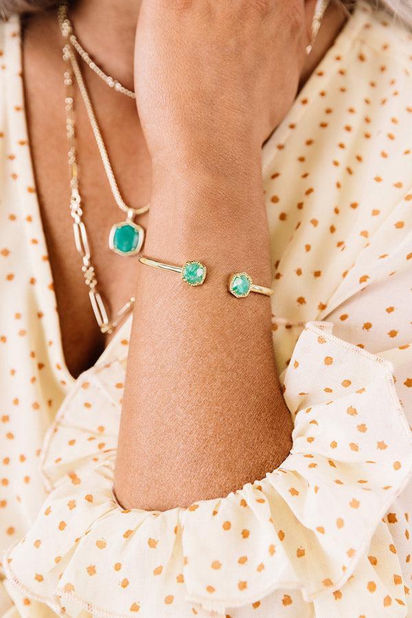 Kendra Scott Davie Gold Cuff Bracelet in Dark Teal Amazonite Product Image