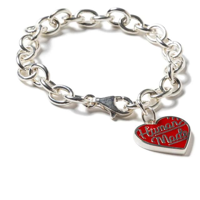 Heart Silver Bracelet - Red Male Product Image