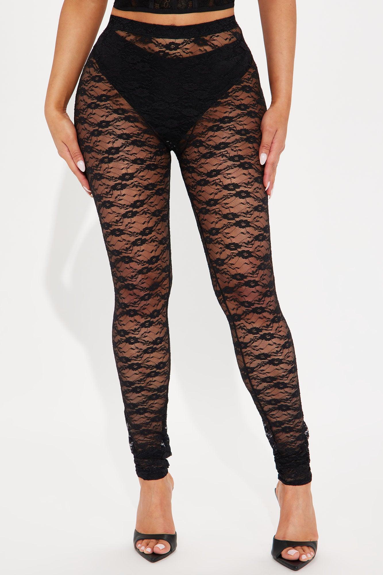 Sneak A Peak Lace Legging - Black Product Image