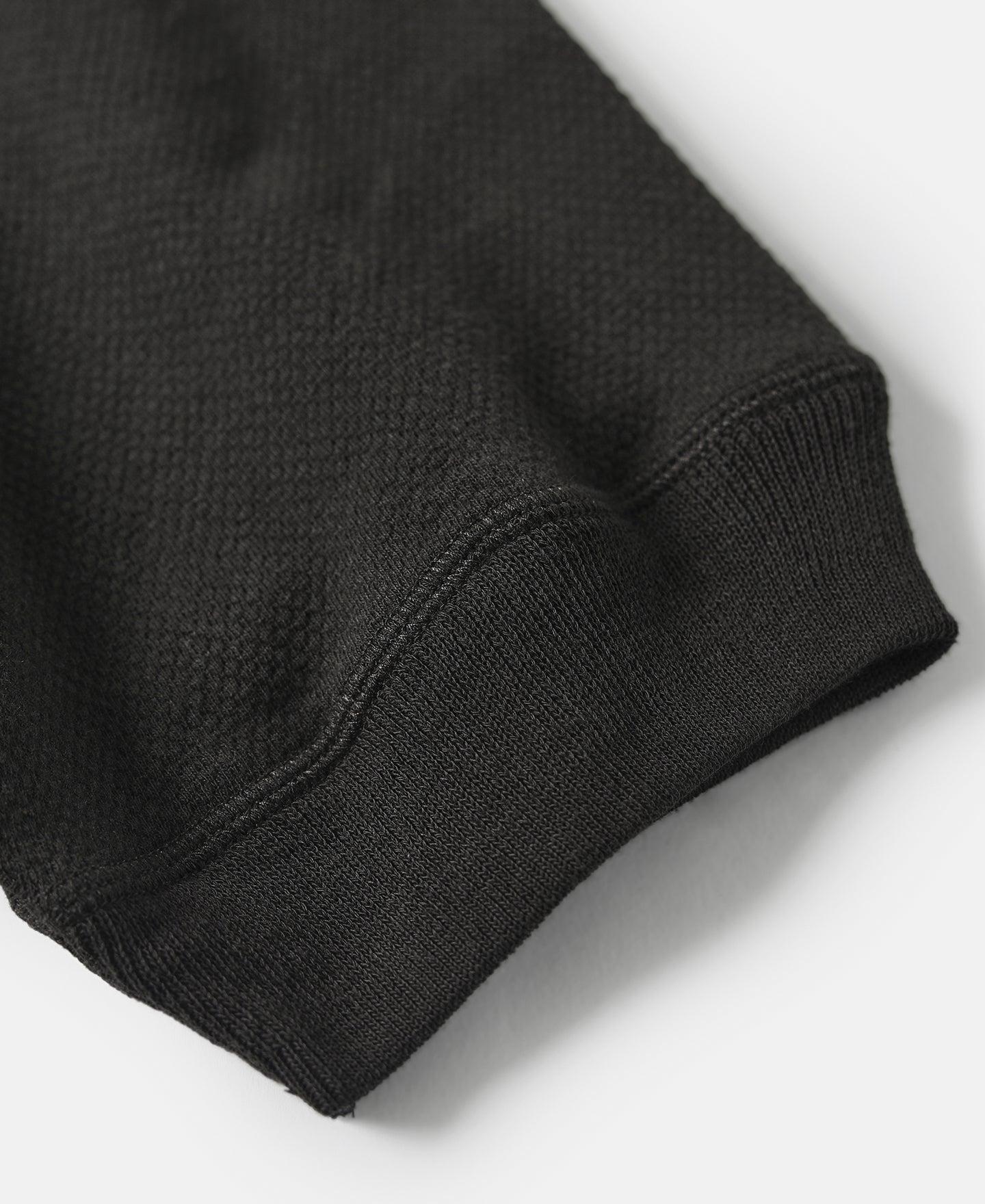 Waffle Knit Pattern Pocket T-Shirt - Black Product Image