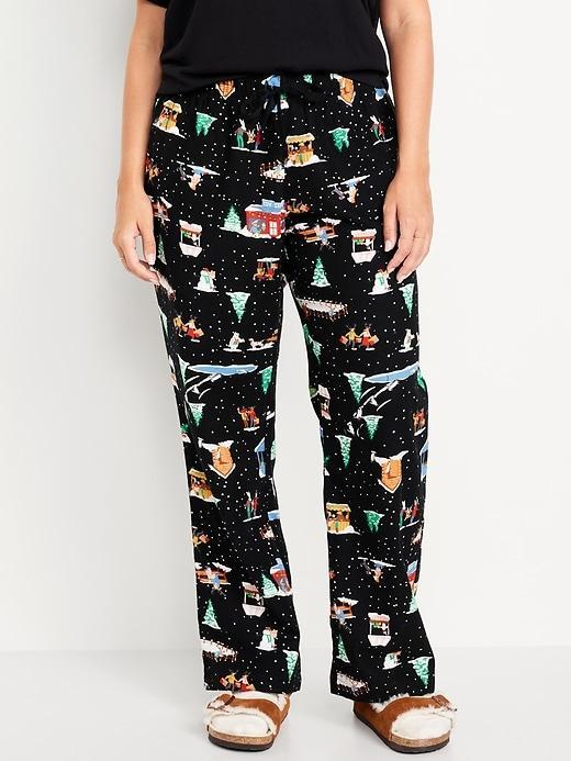 Mid-Rise Printed Flannel Pajama Pants Product Image