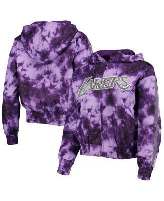 Womens Mitchell & Ness Purple Los Angeles Lakers Galaxy Sublimated Windbreaker Pullover Full-Zip Hoodie Jacket Product Image