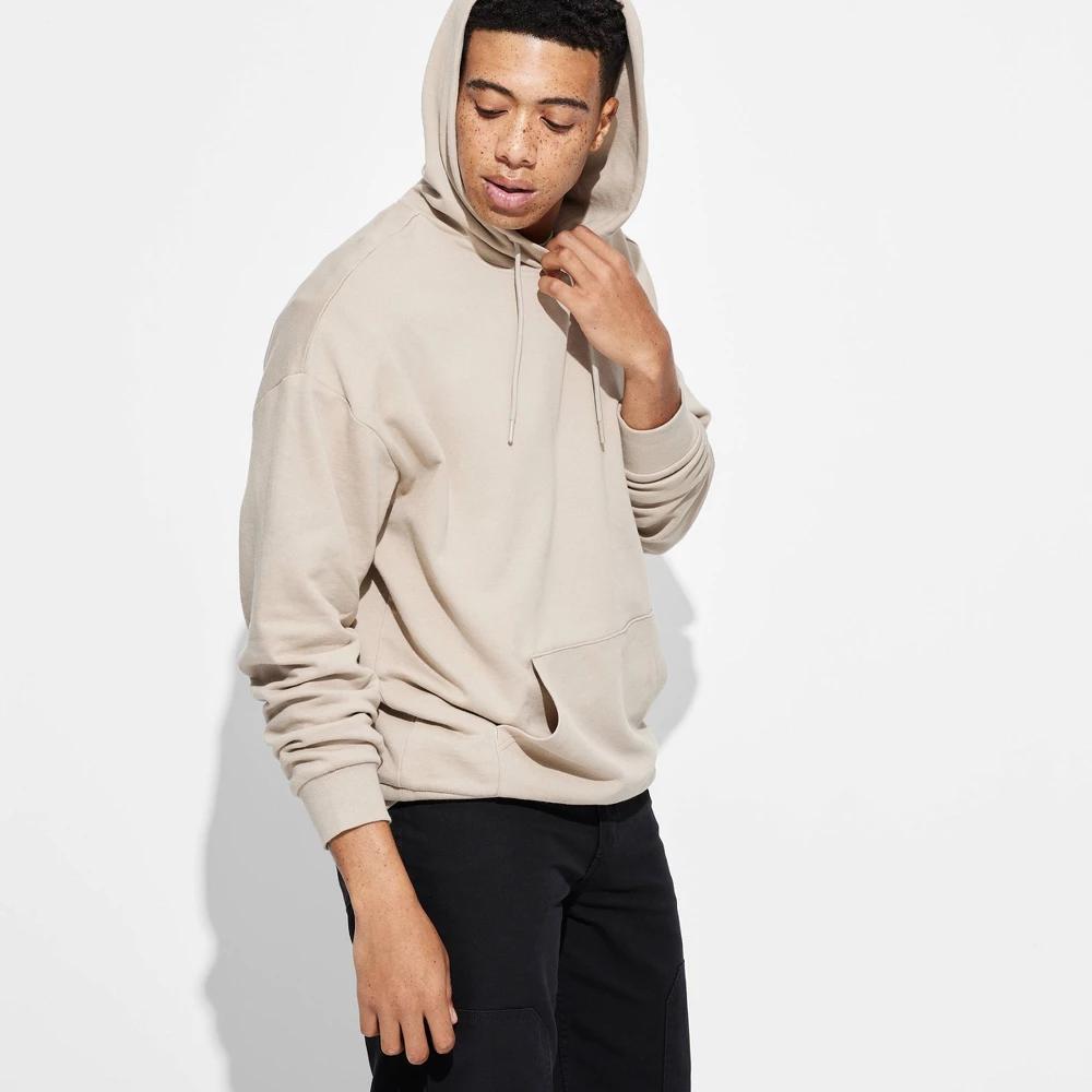 Mens Regular Fit Hooded Pullover Sweatshirt - Original Use Tan Product Image