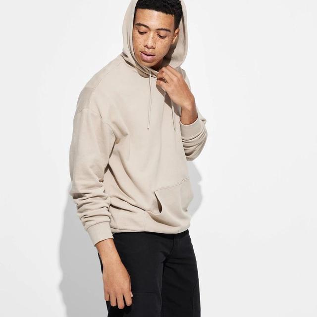 Mens Regular Fit Hooded Pullover Sweatshirt - Original Use Tan Product Image