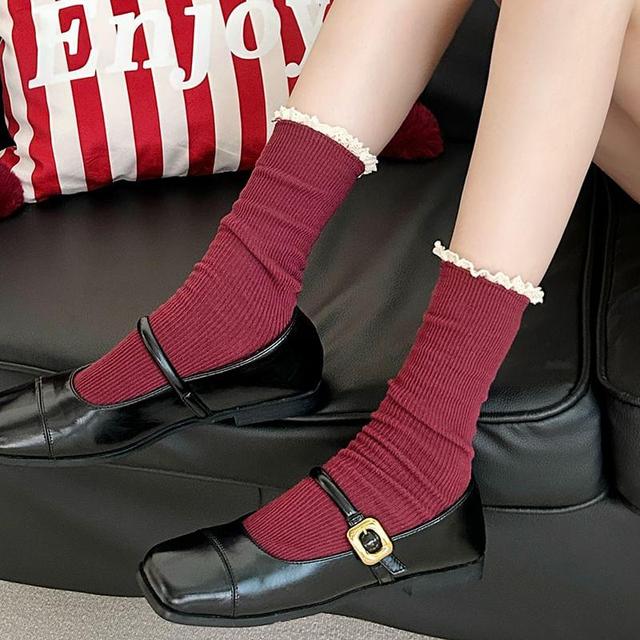 Plain Lace Trim Socks / Set Product Image