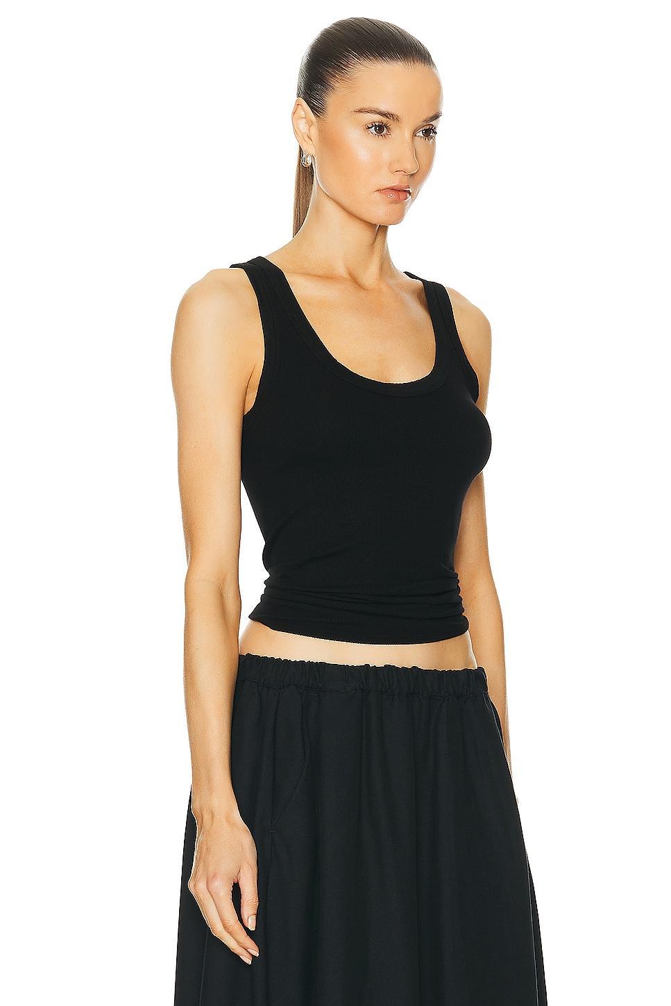 Enza Costa Silk Rib Bold Tank Top Black. (also in ). Product Image