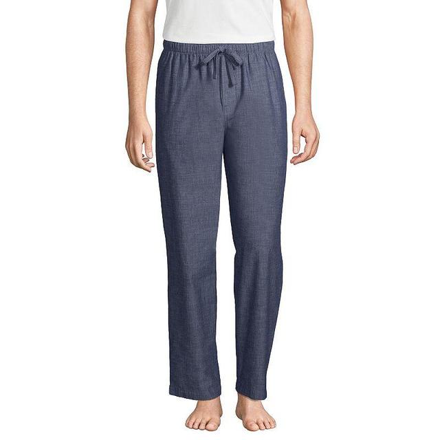 Mens Lands End Broadcloth Pajama Sleep Pants Blue Product Image