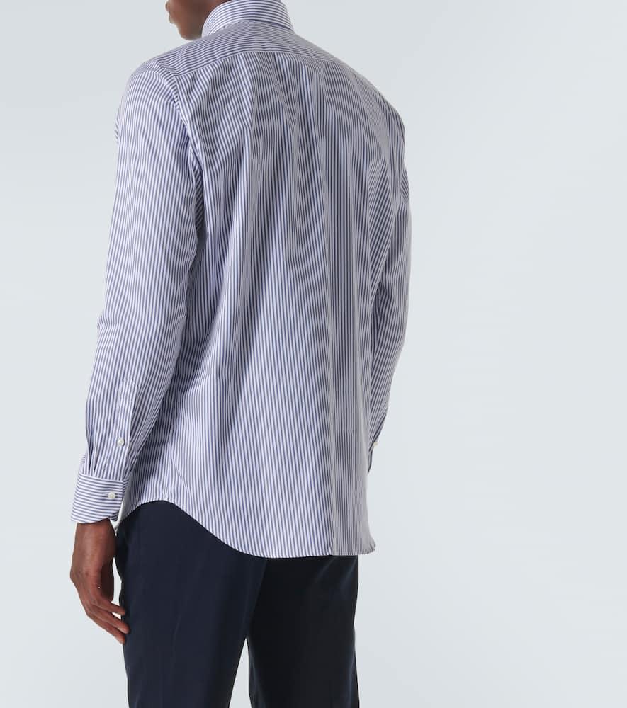 CANALI Striped Cotton Shirt In Blue Product Image