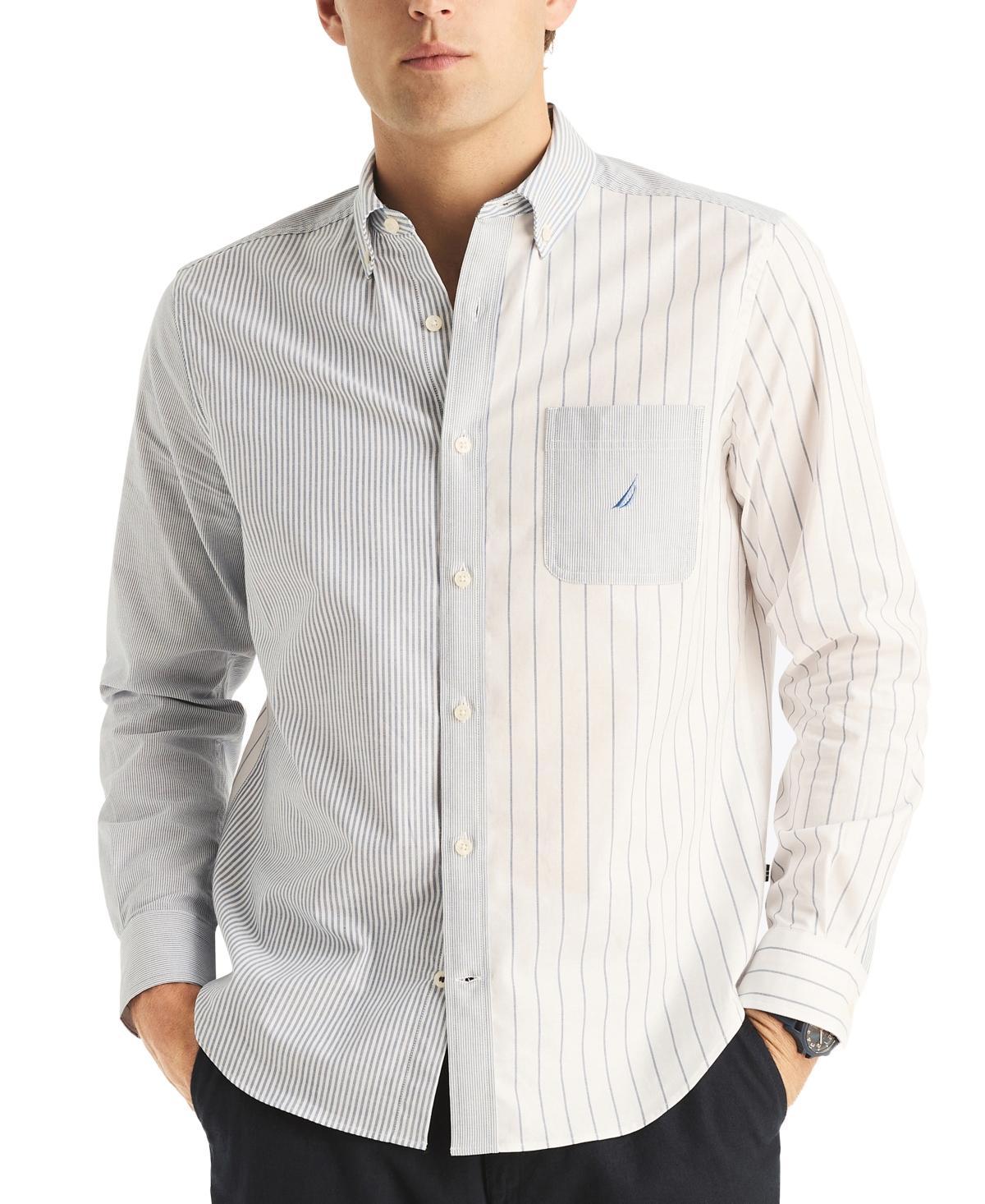 Nautica Mens Long Sleeve Button-Down Striped Oxford Shirt Product Image