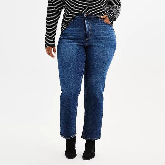 Plus Size Sonoma Goods For Life High Rise Curvy Straight Jeans, Womens Dark Blue Product Image