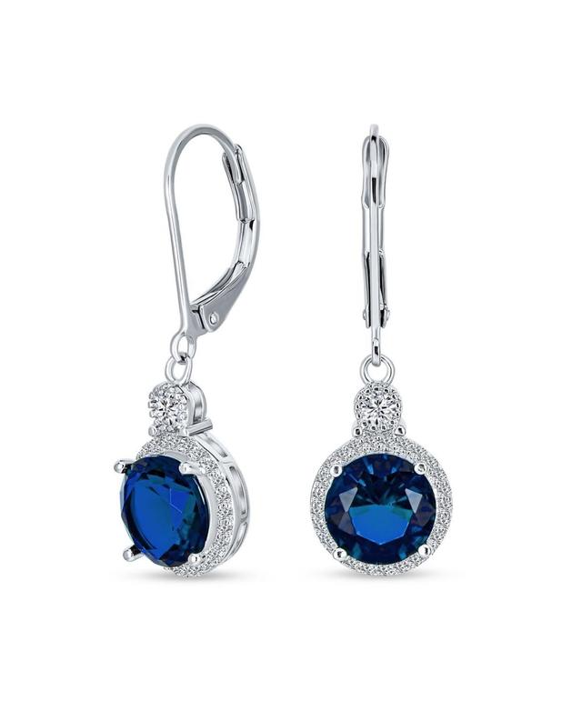 Bling Jewelry 3.5CT Round Solitaire Cubic Zirconia Halo Lever back Dangle Drop Earrings For Women Silver Plated Product Image