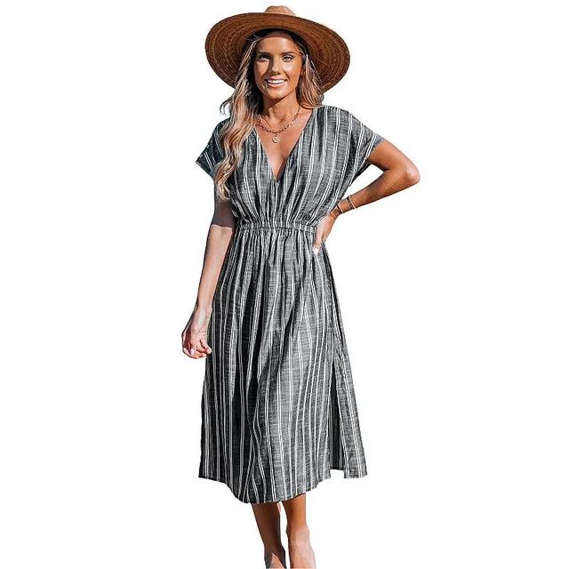 Womens CUPSHE Striped Midi Cover-Up Dress Product Image