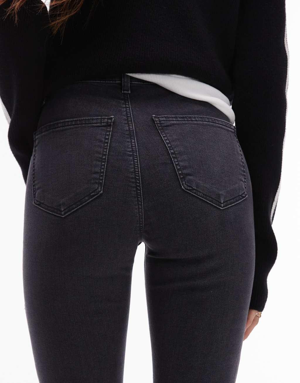 Topshop high rise Joni jeans in washed black  Product Image