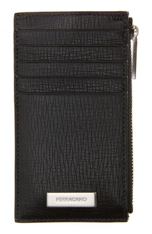 FERRAGAMO New Revival Logo Plaque Leather Card Holder Product Image