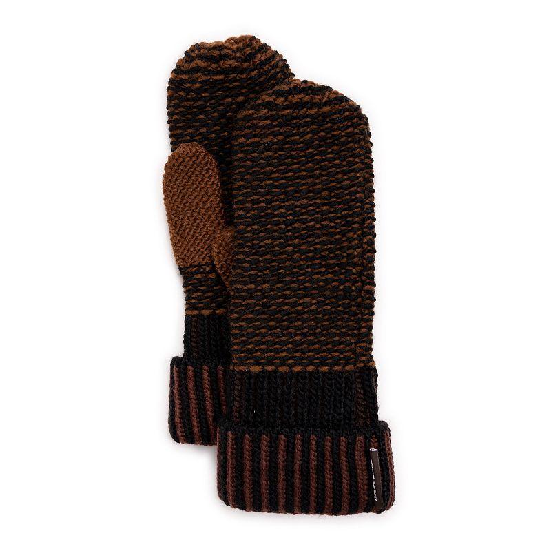 Womens MUK LUKS Textured Mittens, Dark Brown Product Image