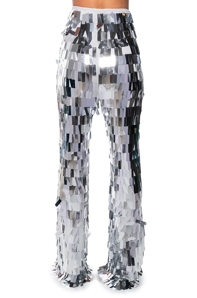 VAL STRETCH SEQUIN PANT IN SILVER Product Image