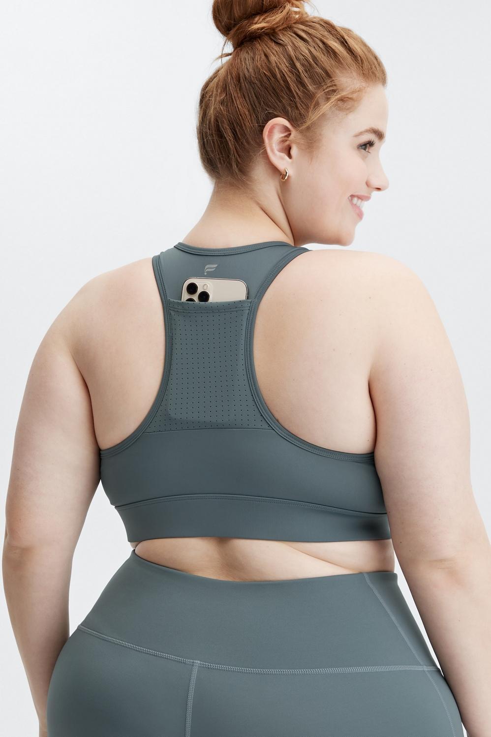 Fabletics On-the-Go Medium-Impact Sports Bra Womens Storm Cloud plus Size 4X Product Image