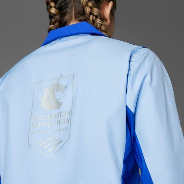 adidas Boston Marathon 2025 Own the Run Celebration Jacket Blue Dawn M Womens Product Image