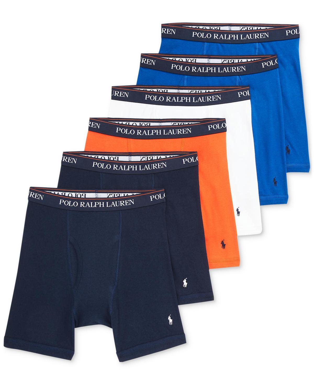 Polo Ralph Lauren Mens 5+1 Free Bonus Pack Classic-Fit Boxer Briefs - Cruise Navy / Dusk Orange / White Product Image