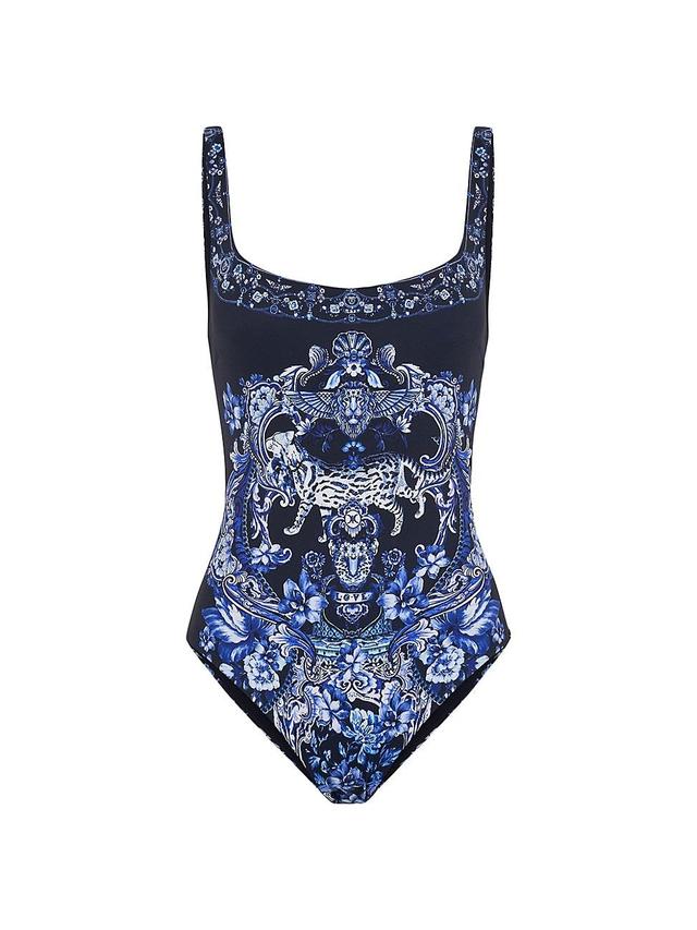 Delft Dynasty Crystal Underwire Square-Neck One-Piece Swimsuit Product Image