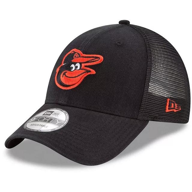 Mens New Era Baltimore Orioles Trucker 9FORTY Adjustable Snapback Hat Product Image