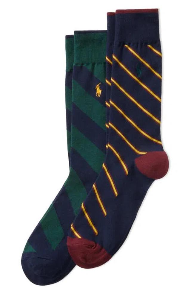 Assorted 2-pack Diagonal Stripe Dress Socks In Navy Product Image