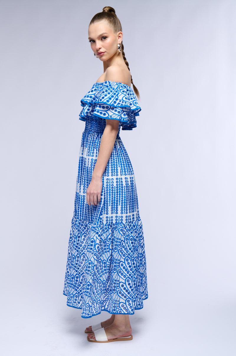 IN IBIZA RUFFLED MIDI DRESS Product Image