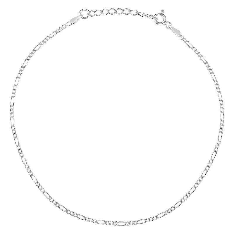 Primrose Sterling Silver Figaro Chain Anklet, Womens Silver Tone Product Image