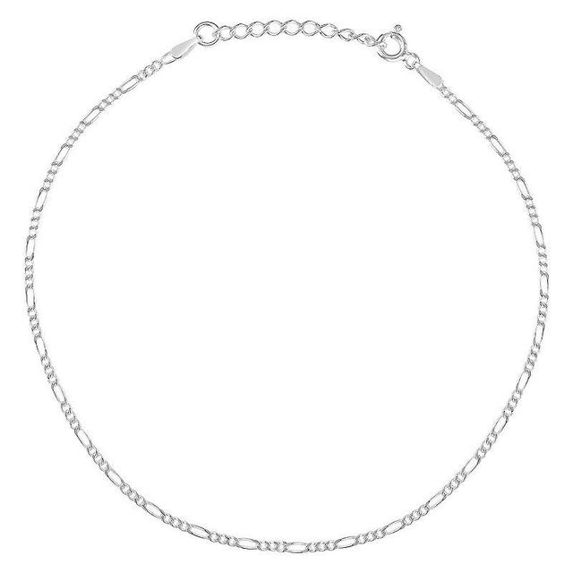 Primrose Sterling Silver Figaro Chain Anklet, Womens Silver Tone Product Image