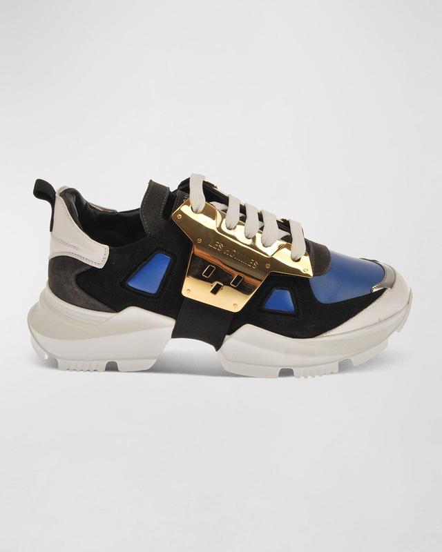 Mens Colorblock Mix-Leather Chunky Sneakers Product Image