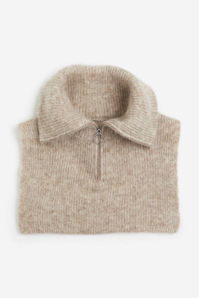 H & M - Mohair-blend Turtleneck Collar - Beige Product Image