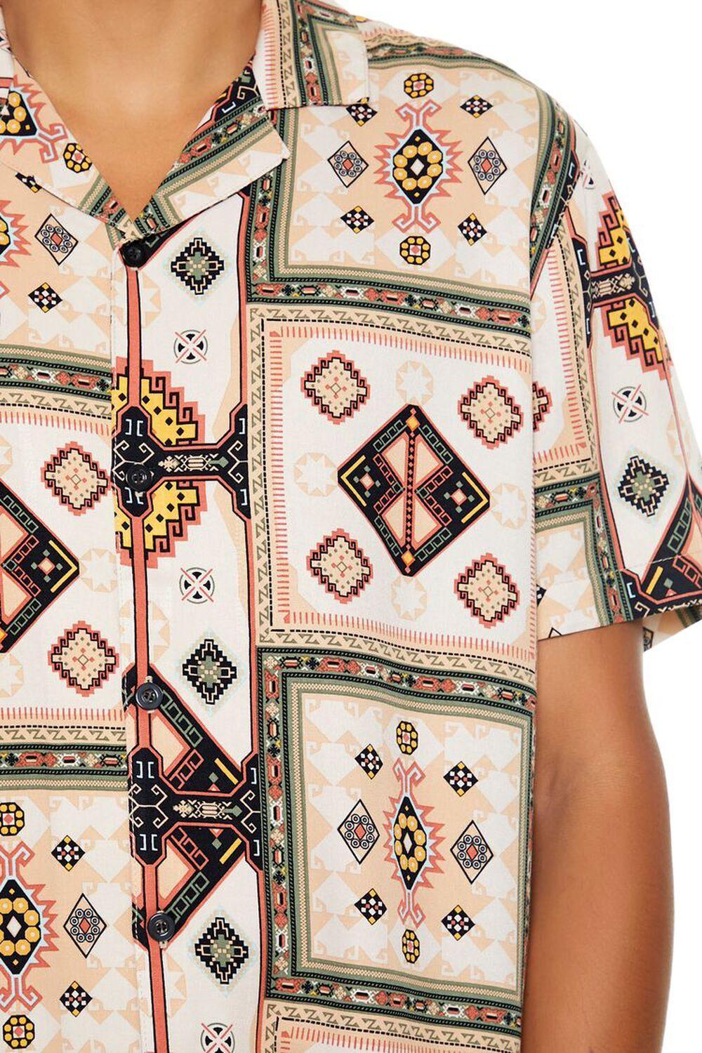 Geo Print Cuban-Collar Shirt | Forever 21 Product Image