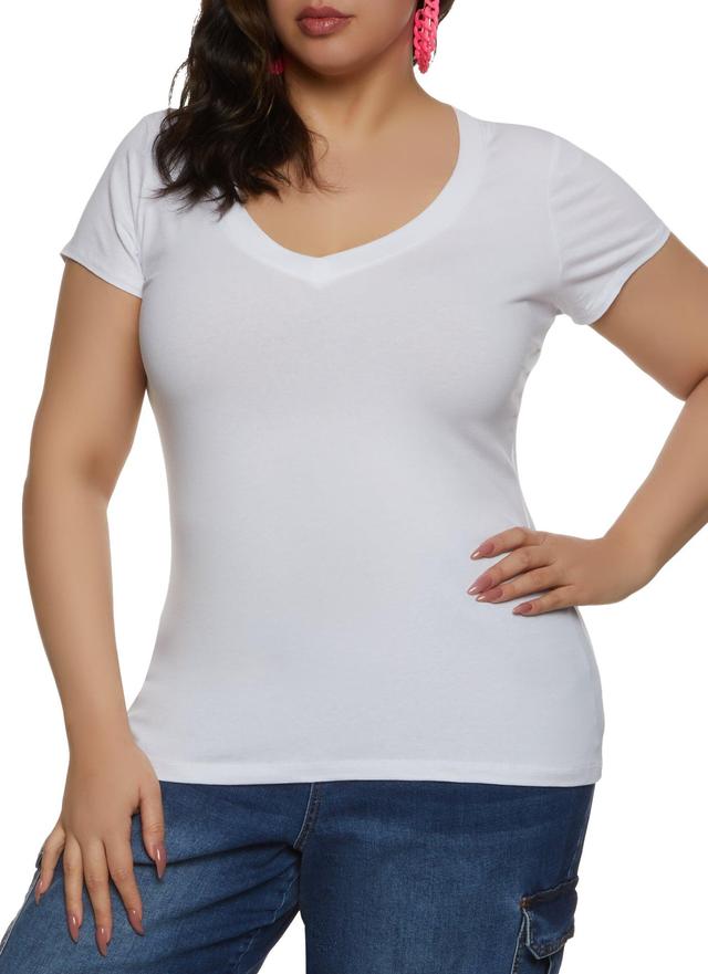 Womens Plus Size V Neck Tee Product Image